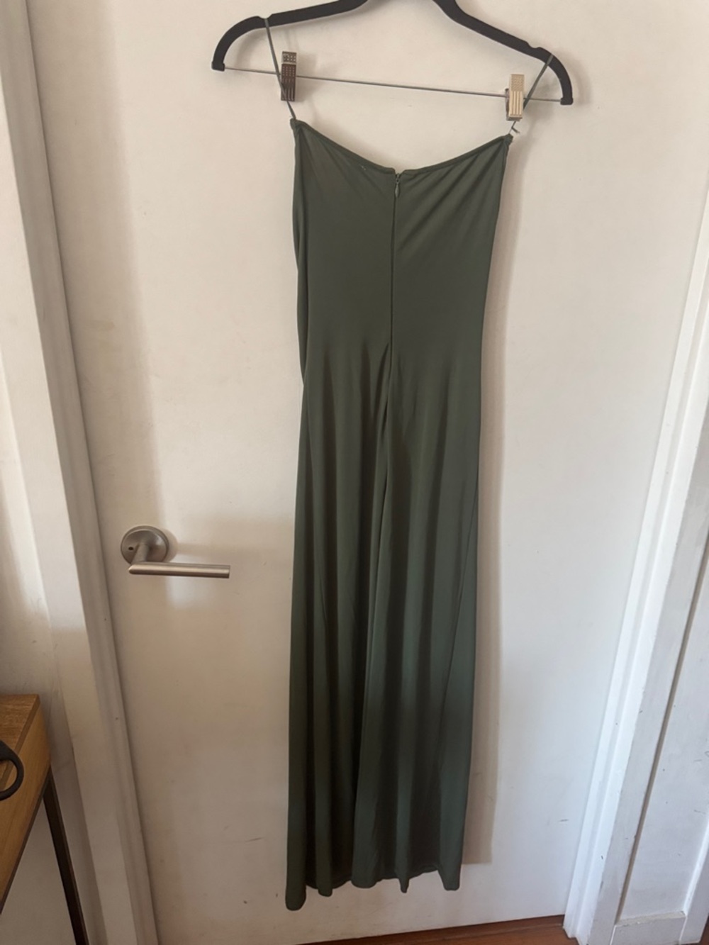 Christopher Esber Arced Palm strapless gathered jersey dress in Bottle Green - Picture 9 of 9